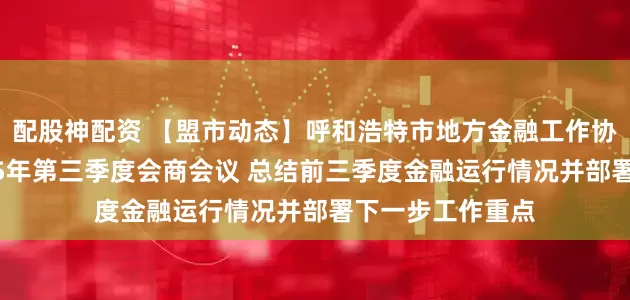 配股神配资 【盟市动态】呼和浩特市地方金融工作协调机制召开2025年第三季度会商会议 总结前三季度金融运行情况并部署下一步工作重点